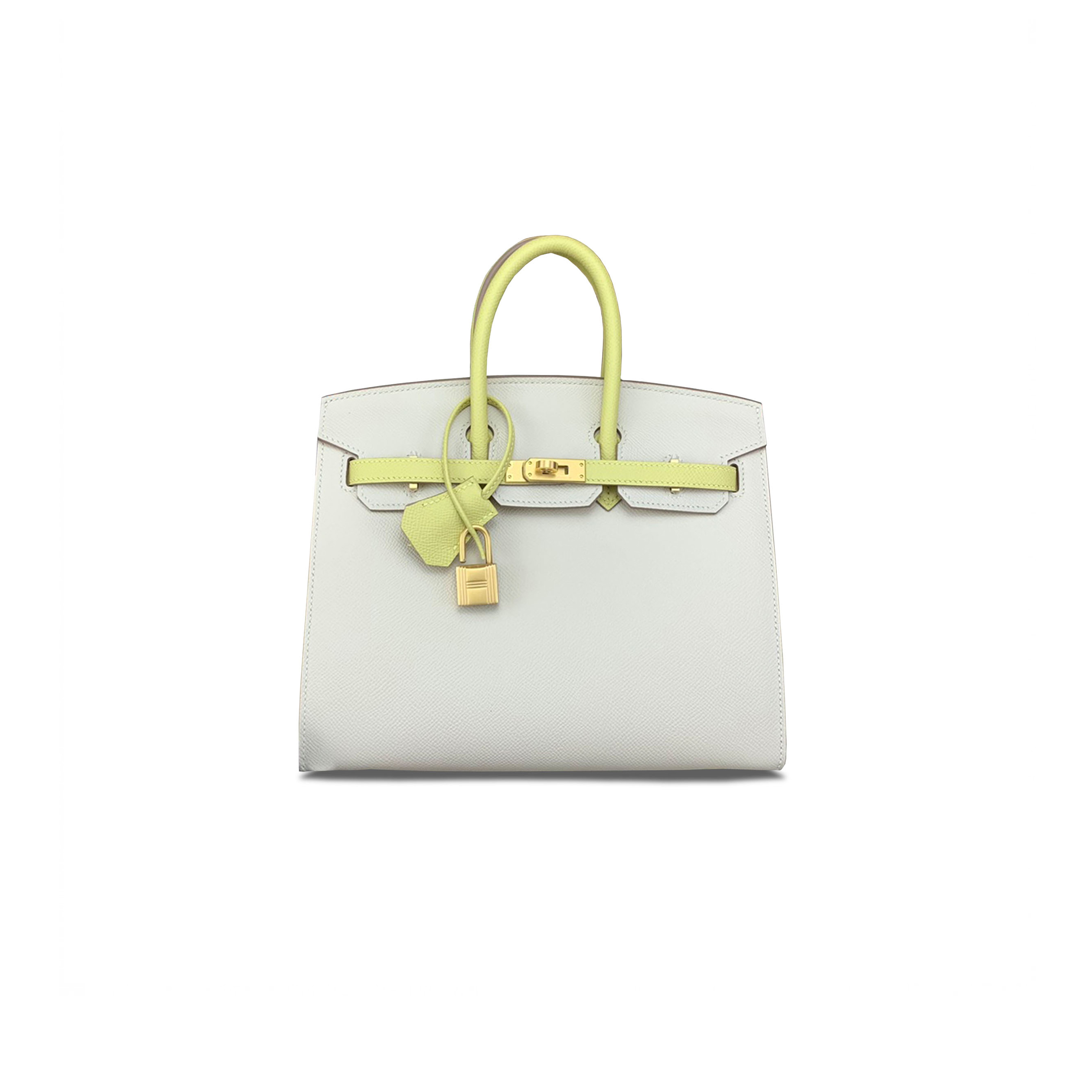 H**mes master birkin 25 epsom milkshake white and chick yellow gold buckle a2173841 (25*18*13cm)